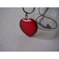 Vintage Necklace Moonglow Heart Dark Ruby Red S...