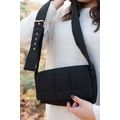 Black Adjustable Wide Strap Quilted Puffer Cros...