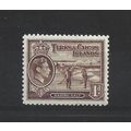 Turks&Caicos.SG196 1d Raking Salt (Red-Brown).M...