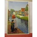 VOLENDAM, HOLLAND unused vintage postcard boy a...