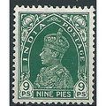 India 1937 SG249 9p Green Mounted Mint .. ..