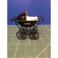 Dark Blue Dressed Pram 1:12th Dolls House Minia...