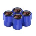 4 X BLUE METAL TYRE VALVE DUST CAPS FOR FORD ST...