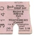 B.R.B. Edmondson Ticket - Birches & Bilbrook Ha...