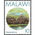 Malawi 1987 Hippopotamus 1K Cattle Egret Unmoun...