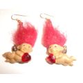 Vintage Russ Cupid Earrings with Red Hair Holdi...