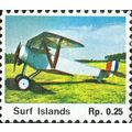 SURF ISLANDS, biplane, yellow 1994, 0.25rupee