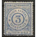 Cochin (IFS) 1898 SG11 3 Puts Blue Mounted Mint .