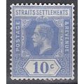 Straits Settlements 1921 10c SG 230 U/Mint