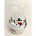 Snowman Glass Candle Holder Holiday Magic & Win...
