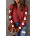 Red Christmas Tree Patch Long Sleeve Casual Top