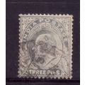INDIA 1902 SG 119 3p GREY FINE USED#9