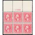 528, Mint VF NH Top Plate Block of Six Cat $190...