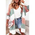 Green Colorblock Stripe Open-Front Cardigan