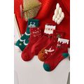 Fiery Red 5 Pairs Festive Merry Christmas Carto...