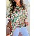 Dark Green Abstract Print Half Sleeve Button up...