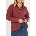 Red Dahlia Solid Color Long Sleeve Thermal Knit...
