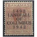 Bahamas 1942 SG164 1 1/2d Red-Brown Landfall of...