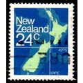 New Zealand 1982 Map 24c Used Stamp.