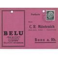 Germany 1936 Belu Bonn Postcard Ubach cancel ty...