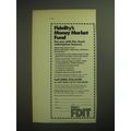 1974 Fidelity FDIT Advertisement - Fidelity's Money Market Fund