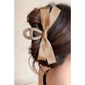 Light French Beige Bow Decor Large Hair Claw Clip