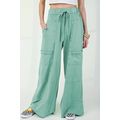 Mint Green Mineral Wash Exposed Seam Drawstring...
