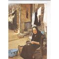 Corsica old woman plucking a Chicken France Pos...