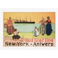 Maritime Poster Art Postcard Red Star Line New ...