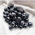 ZEBRA - 12 Beautiful Glass Marbles, Black with ...