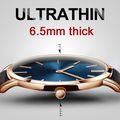 Blue Ultra Thin 6.5 mm Face Black Genuine Leath...