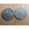 1908f 5 Pfennig Germany Empire Coin