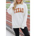 White TEXAS Graphic Drop Shoulder Crewneck Swea...