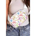 White Pretty Bow Printed Crossbody Bag