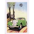 Postcard Poster Art MG 1½ Litre 4-Door Saloon C...