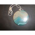 55mm x 6mm green brown white round banded agate...