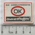 vintage Netherlands Matchbox Label - Alle aardolieprodukten OK Onovertroffen