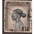 BELGIAN CONGO, Congolese Woman, brown 1942, 1 Fr