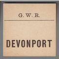 GREAT WESTERN RAILWAY LUGGAGE LABEL - DEVONPORT...