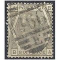 1876 SG147 6d Grey Plate 15 Good Used Check Let...
