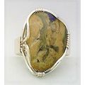 Opal Silver Wire Wrap Adjustable Gemstone Ring 6