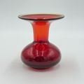 MCM Blenko Art Glass Red Orange Rim Mini Vase 3.5”