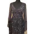 Toni Gard Black Grey Print Silk Dress 10 12 UK
