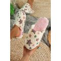 Beige Star Pattern Plush Home Slippers
