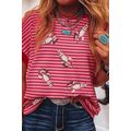 Pink Stripe Sequin Crawfish Crewneck T Shirt