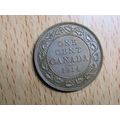 1914 King George v 1 Cent Canada Coin