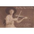 Child Playing Antique Violin Musical Instrument...