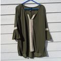 Womens Karen Brooks 2x Top Olive Lace Accent 48...