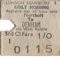 London Transport Rapidprinter Ticket - Northolt...