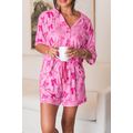 Pink Bow Print Half Sleeve Shirt and Shorts Paj...